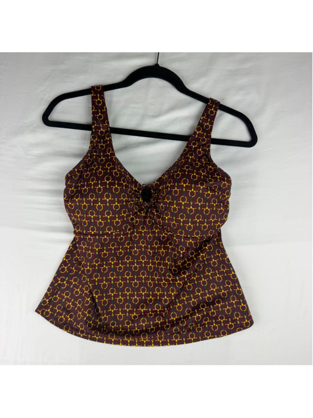 Lands End Tankini Top 10 Burgundy Chain Bit Equestrian Swimwear Retro Resortwear